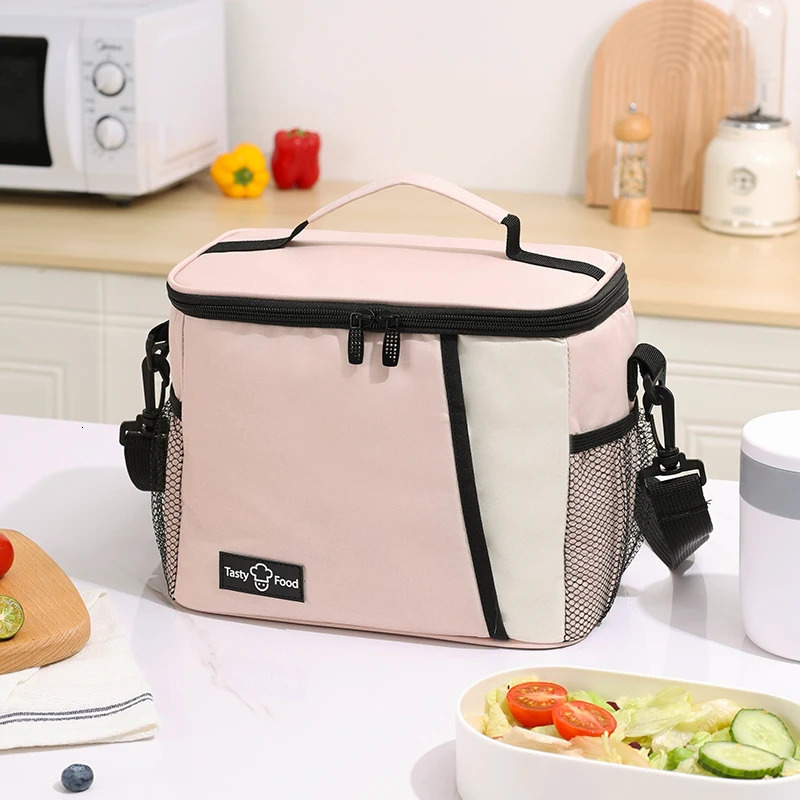 Portable Lunch Bag Food Thermal Box Durable Waterproof Office Cooler Lunchbox with Shoulder Strap Picnic for Couples Unisex 241127