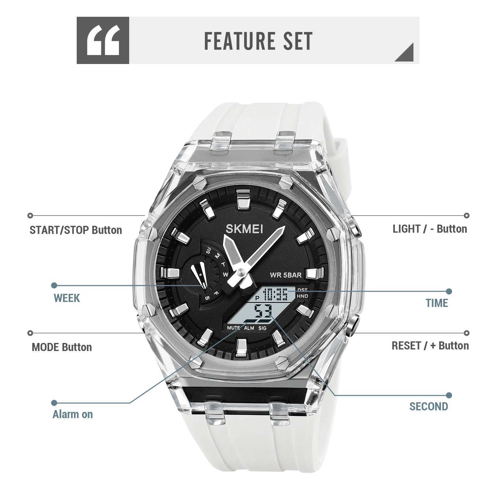 New Arrival SKMEI 2100 Mens Digital World Time Sports 5Alarm Clock Summer Time Watch Z241128