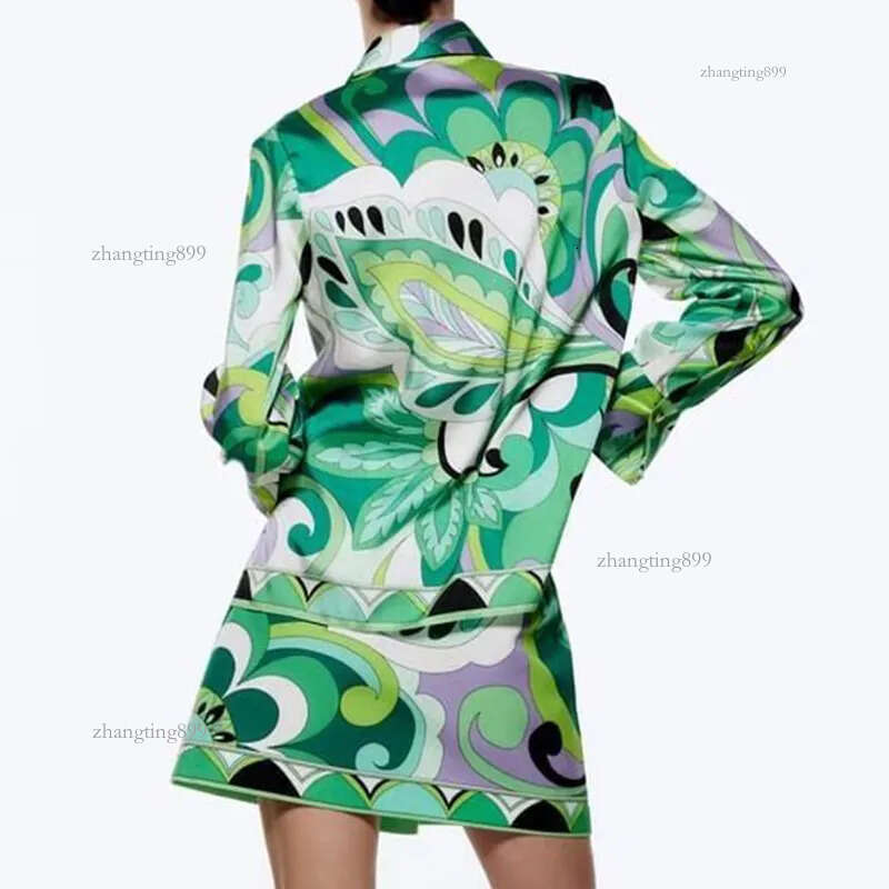 Women's Blouses Shirts Spring Women Fashion Print Set Long Sleeve Turn Down Collar Shirt And High Waist Short Skirt Tailleurs Jupes XX8489 220923