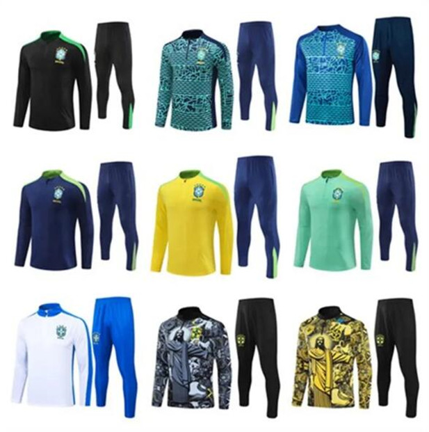 24 25 BrazilS tracksuit 24 25 Christ the Redeemer Special concept training suit NEYMAR VINI JR Football chandal adult boys tracksuits jogging sets survetement 999