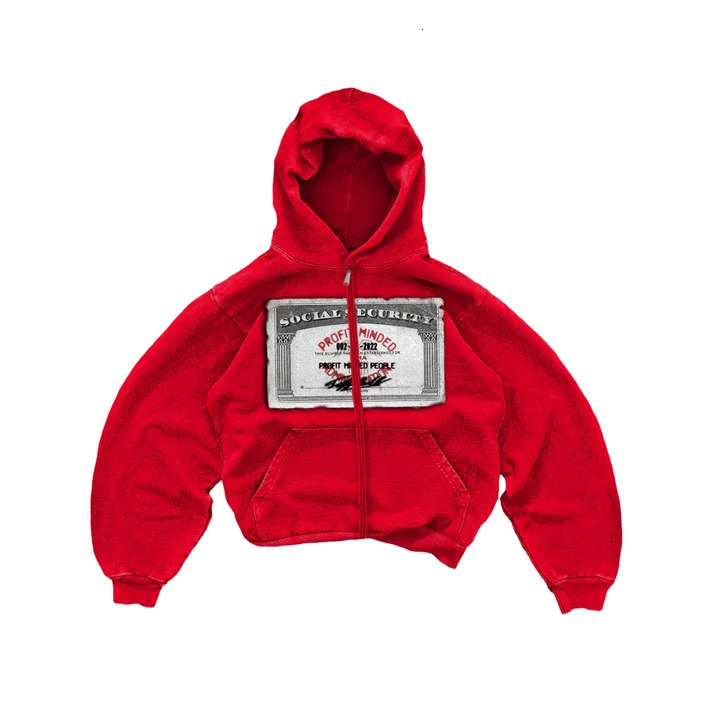 Harajuku mens and womens hoodies Gothic cotton casual street zipper hoodies American retro Y2k clothing loose printed clothing