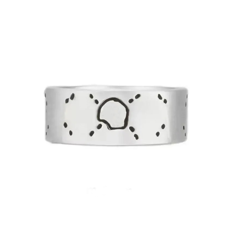 Unisex fashion mens designer ring love rings for women ghost skull luxury ring plated vintage silver letter homme bague