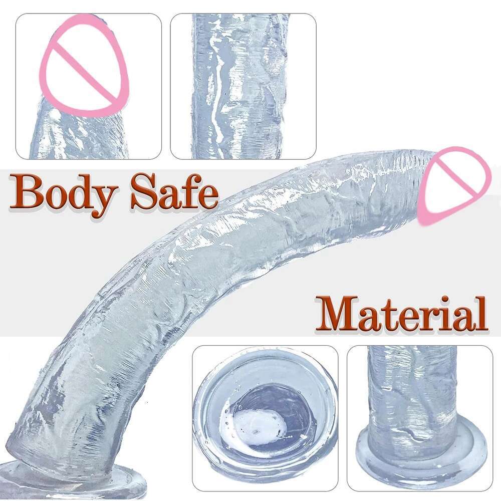 Realistic 13.4-Inch Big Black Jelly Dildo with Suction Cup - Balls-Free Anal Toy for Women & Men, Flexible & Phthalate-Free