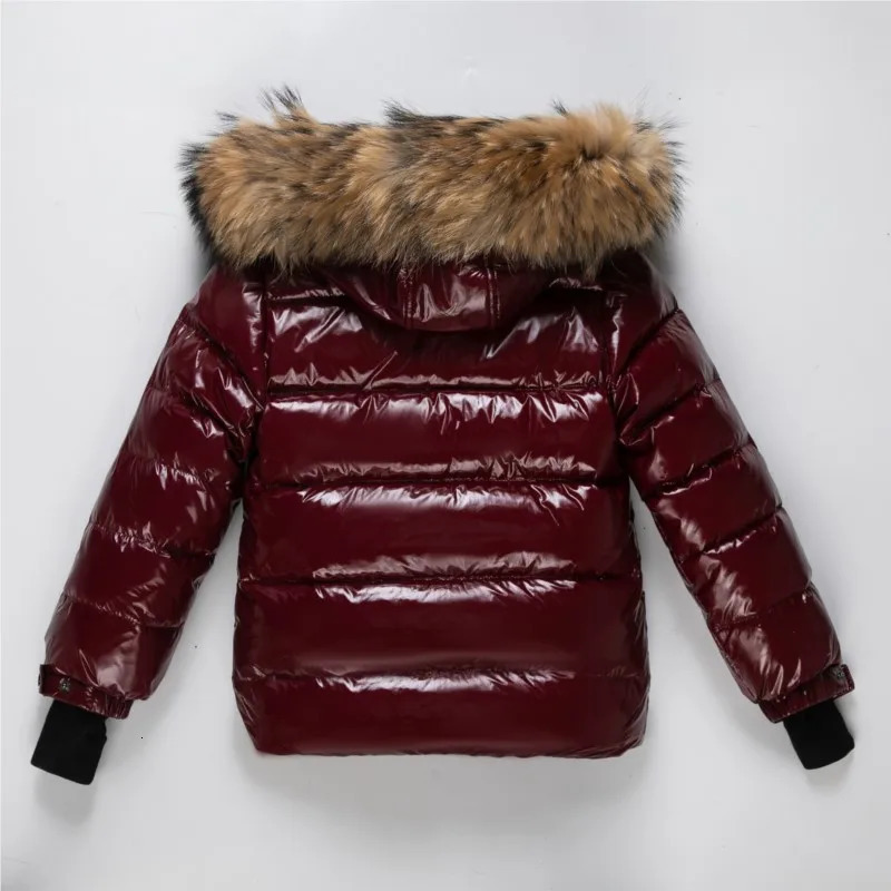 2024 Children Boy Winter Down Jacket Real Fur Waterproof Shiny Girl Coat 114 Year Kids Teenager Outerwear Toddler Outfit 241126