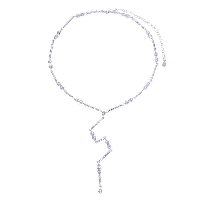 Geometric Bar Tear Drop Cubic Zirconia CZ k Chain Long Y Lariat Sexy Women Fashion Necklace 2025 New Arrived
