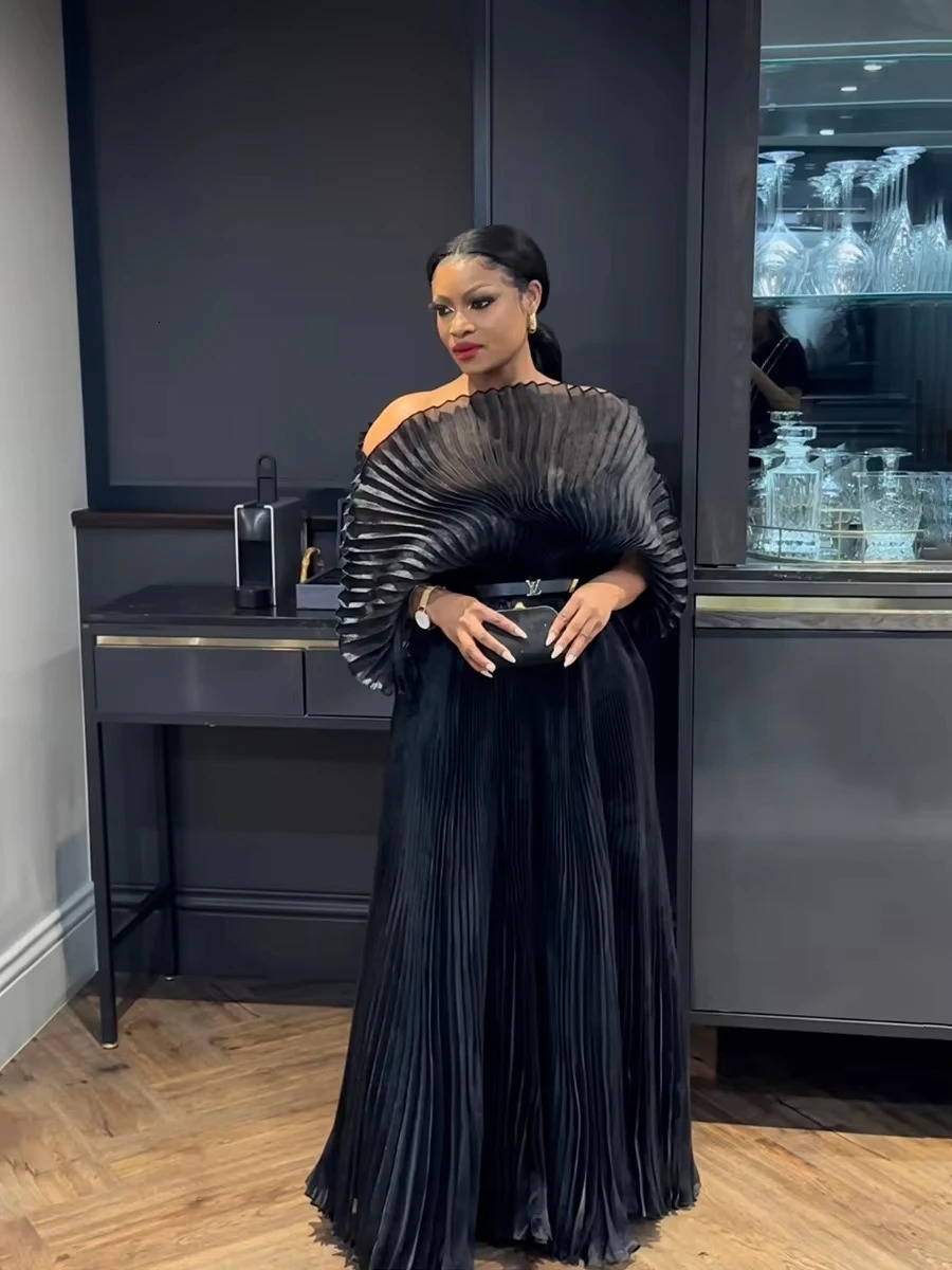 Miyake Folds 2024 Autumn Plus-size Dress Hand-made Dolds Elegant Chested Evening Dress 241127