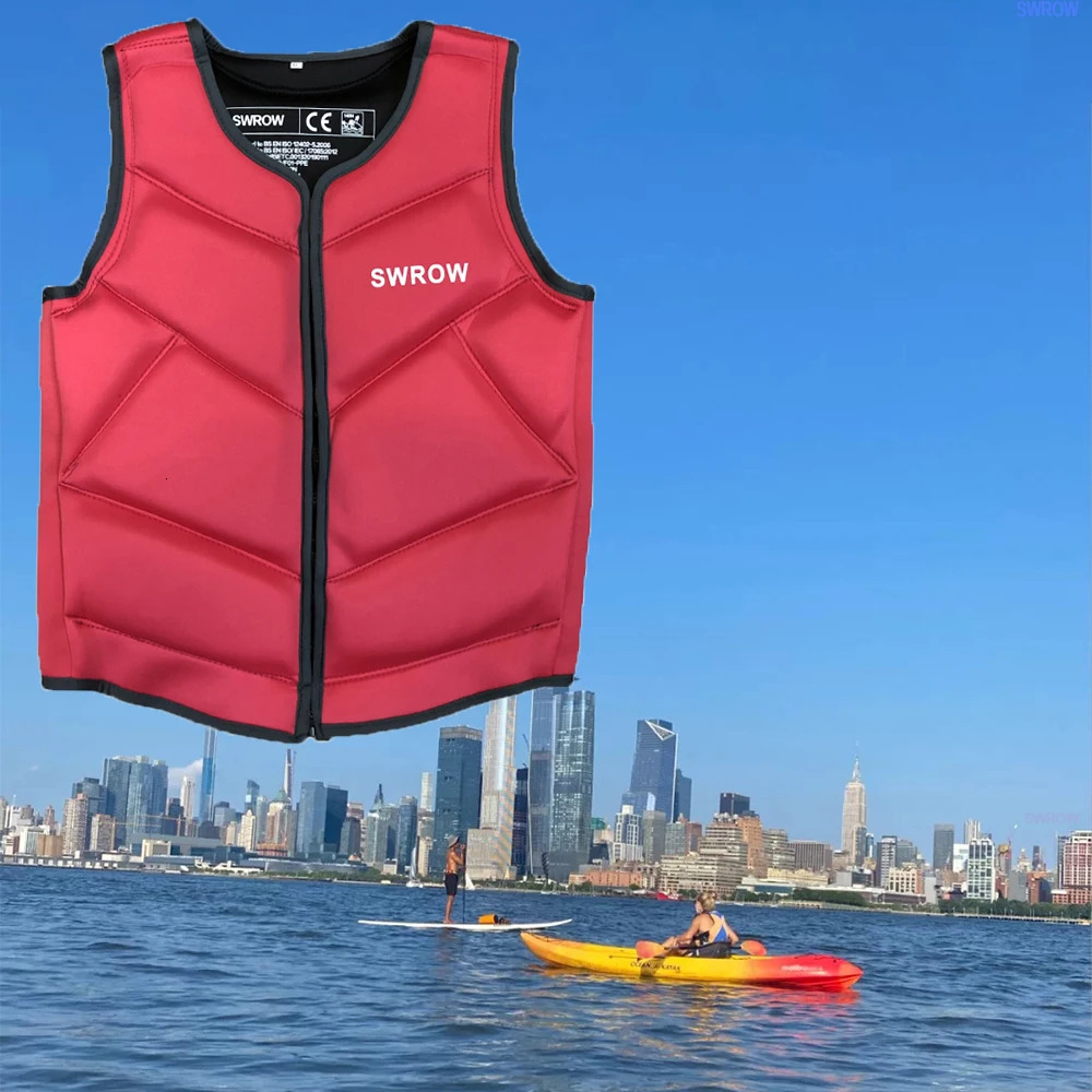 SWROW Life Jacket Fishing Vest Water Sports Kayaking Swimming Surf Drifting Adult Neoprene Safety Rescue Boats 240425