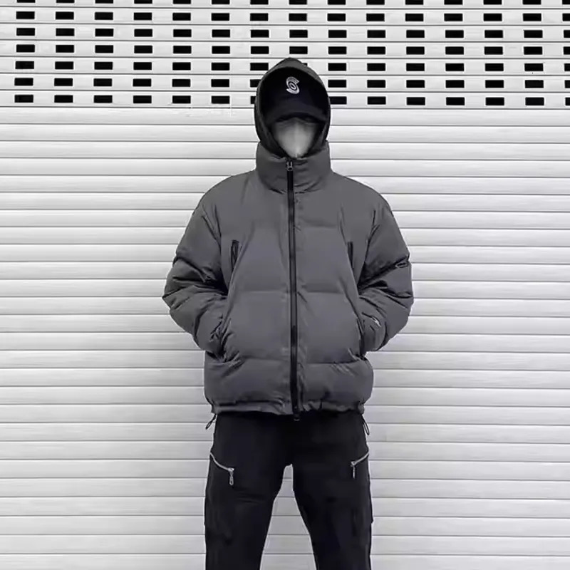 PFNW Simple Gray Stand Collar Quilted Padded Jacket Mens American Cleanfit Thick Warm Winter Cotton-padded Coat CPG2216 241127