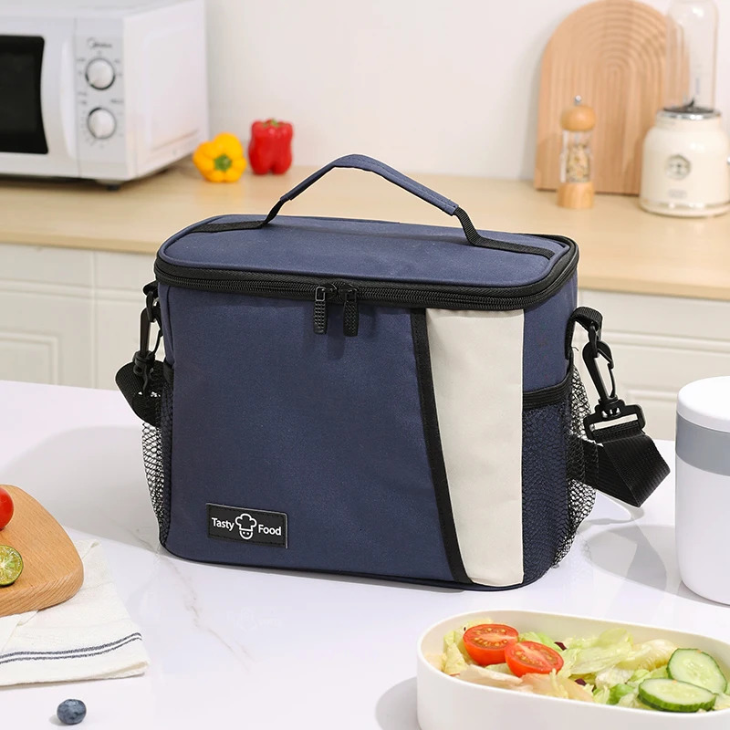 Portable Lunch Bag Food Thermal Box Durable Waterproof Office Cooler Lunchbox with Shoulder Strap Picnic for Couples Unisex 241127