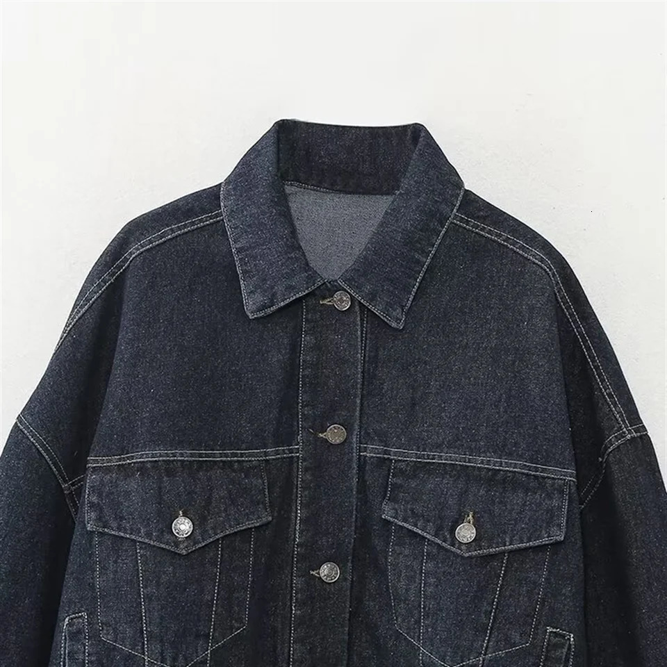 PB ZA2024 Autumn Womens Clothing Style Collar Curled Edge Cuff Bag Decorative Denim Jacket Short Coat Pants Set 241125
