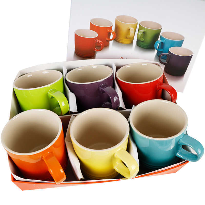 le creuset Candy Rainbow Mug 6-piece gift box Ice Cream mug Milk mug Water mug X241128