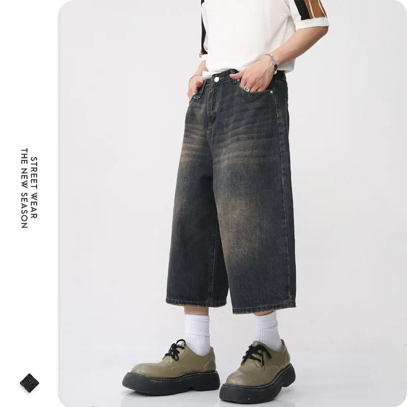 Denim Shorts Hip Hop Casual Shorts Jeans Vintage Summer Pants Fashion Short Pants Oversized Streetwear Varsity Y2k Mens Shorts 240415