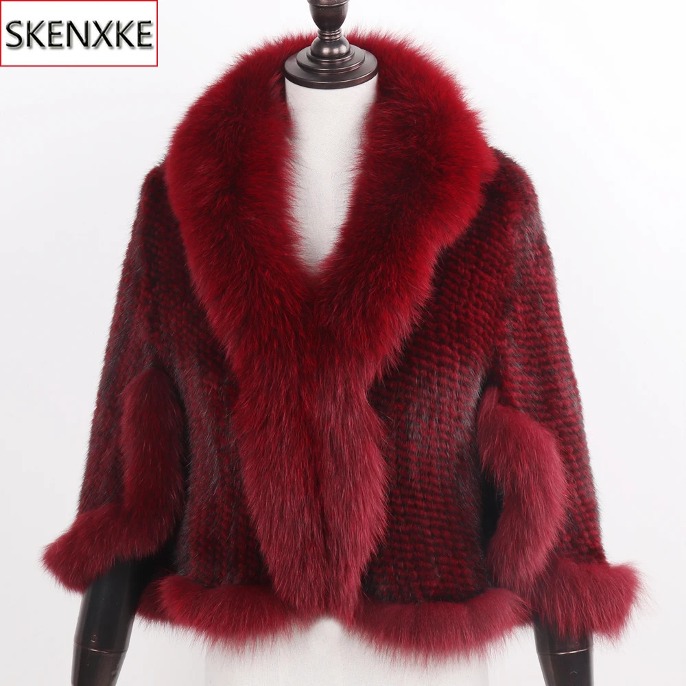 Real Mink Fur Poncho Knitted 100% Natural Real Mink Fur Shawl Natural Fox Fur Collar Pashmina Autumn Winter Mink Fur Scarfs 241127