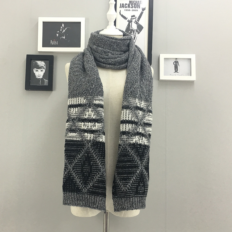 Autumn and Winter New Fashionable Warm Splicing Scarf Extended Scarf Men's Scarf Wholesale