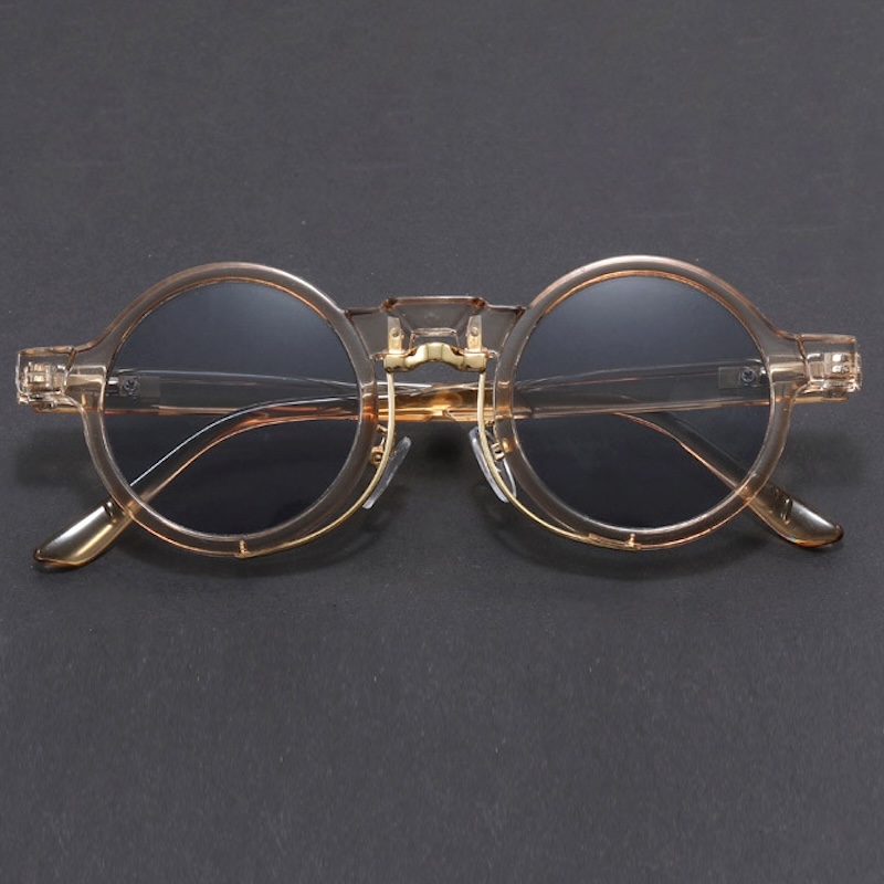 Round Steampunk Sunglasses Men Retro Glasses Vintage Women Goggle Gothic Y2K Futuristic a Pilot with Cool INS Punk Personalized Cyberpunk S228 IVSTA