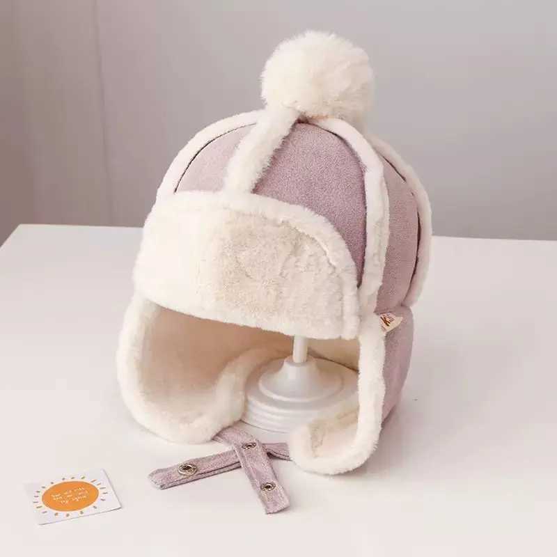 Caps Hats Winter New Warm Plush Velvet Ear Protection Children Baby Caps Soft Windproof Boys Girls Beret Ear Cap for 2-6 Years H241128