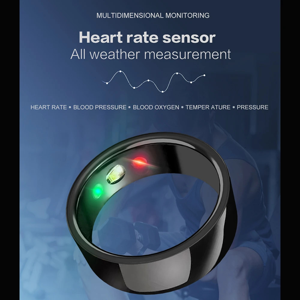 Smart Ring SR200 Gold Heart Rate Blood Pressure Blood Oxygen Temperature Sleep Calories Health Multilingual Fitness Tracker Ring 240422