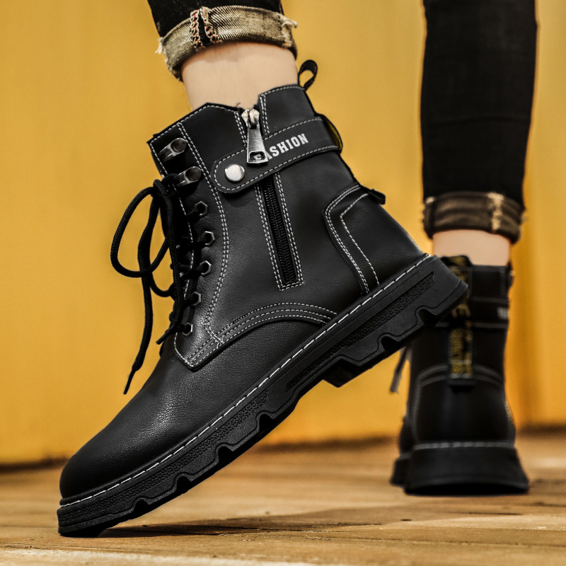 Autumn and winter high top lace-up Martin boots youth outdoor fashion casual men's designer boots