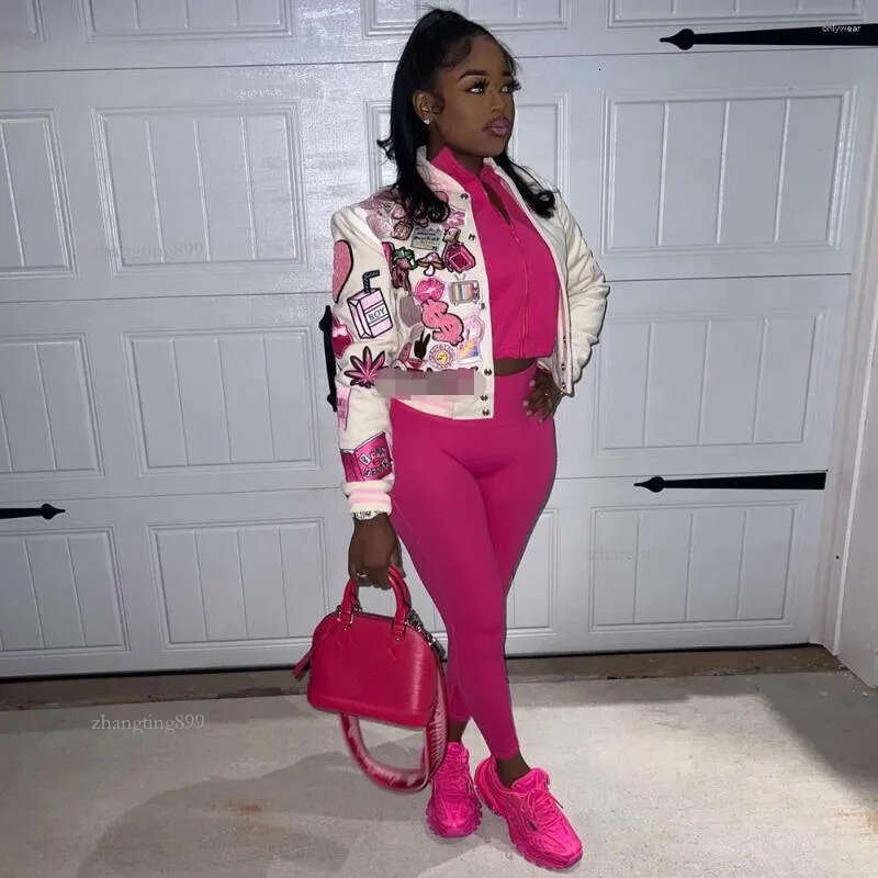 Women's Jackets Baseball Jacket Women Spring Fleece Print Streetwear 2024 Chic Coat Wool Letterman Mean Girls Burn Book Varsity