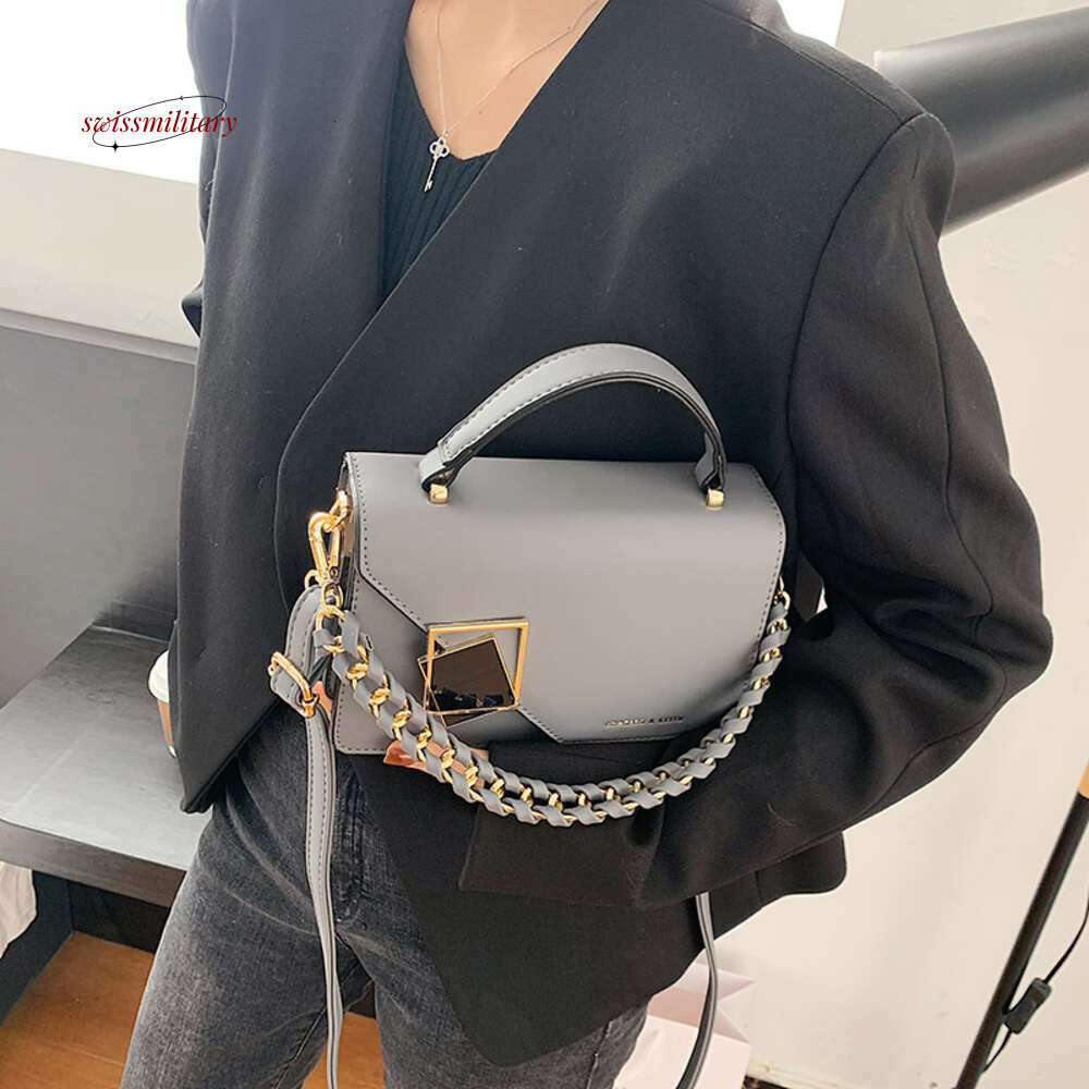 Flip Small Square Shoulder Women's Wallet Fashion PU Leather Handbag With Chain Decor Messenger Crossbody Bag #22 swissmilitary