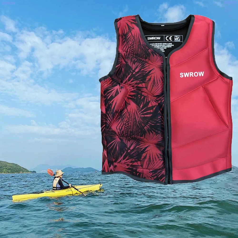 SWROW Life Jacket Fishing Vest Water Sports Kayaking Swimming Surf Drifting Adult Neoprene Safety Rescue Boats 240425