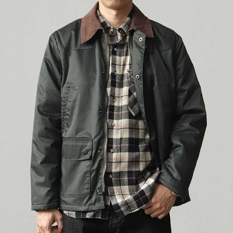 Fashion New retro scroll wax jacket mens simple Mti pocket casual thick cotton pad cargo jacket Y251124