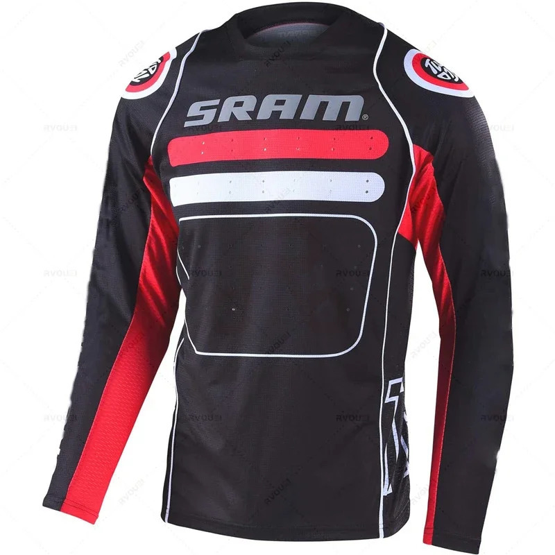 Sram Motorcycle Off-Road Long Sleeve Cycling Jersey DH Downhill Endurance Race MTB Polyester Breathable Quick-Drying T-Shirt 241128