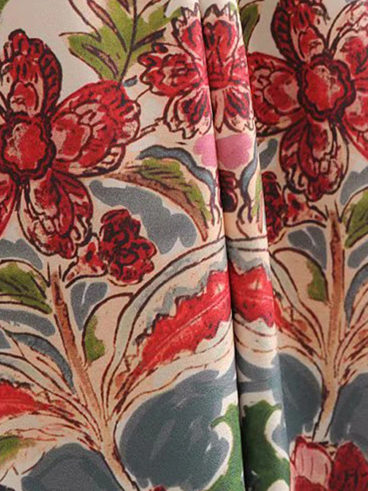 Floral Printed Suit Pant Sets Woman 2 Pieces Retro Flower Blazer Suits Office Ladies Lace Up Coat Loose Pants Outfits 240423