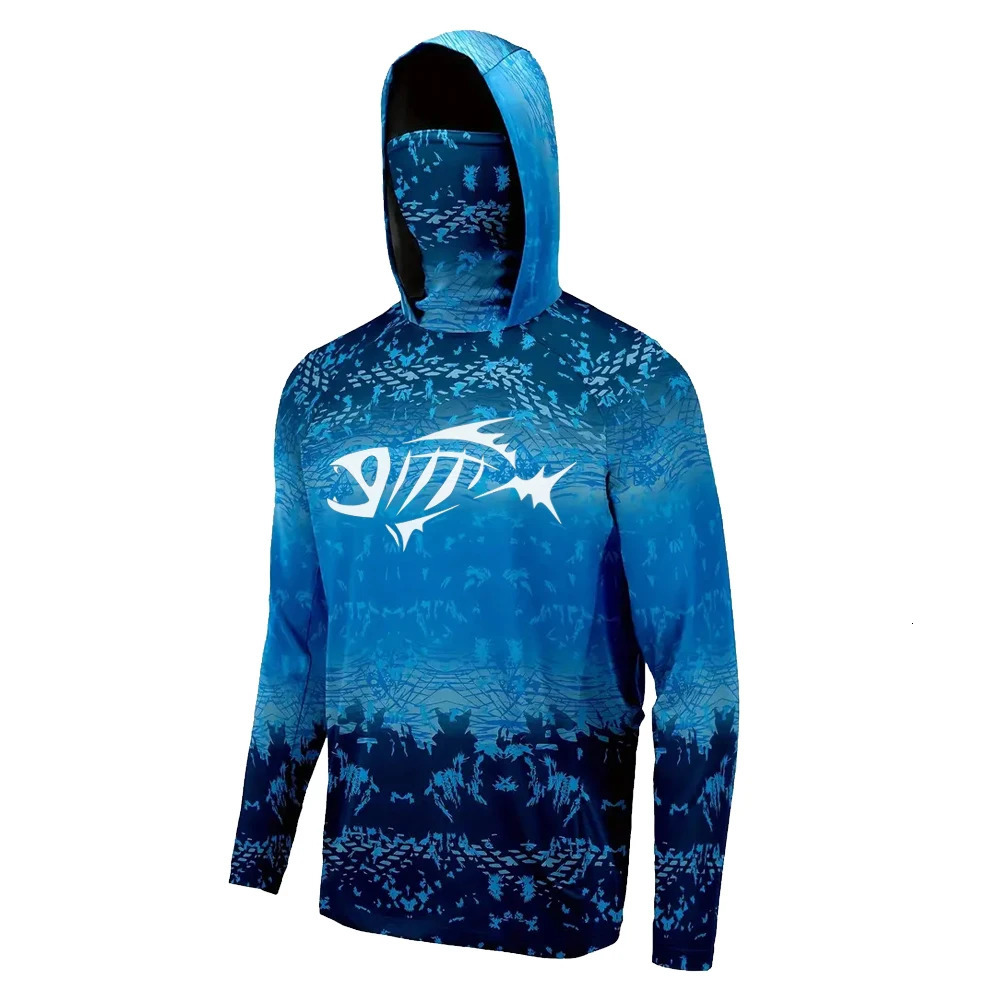 Masked fishing hoodie mens long sleeved sweater moisture resistant Uv fishtail suit 241127