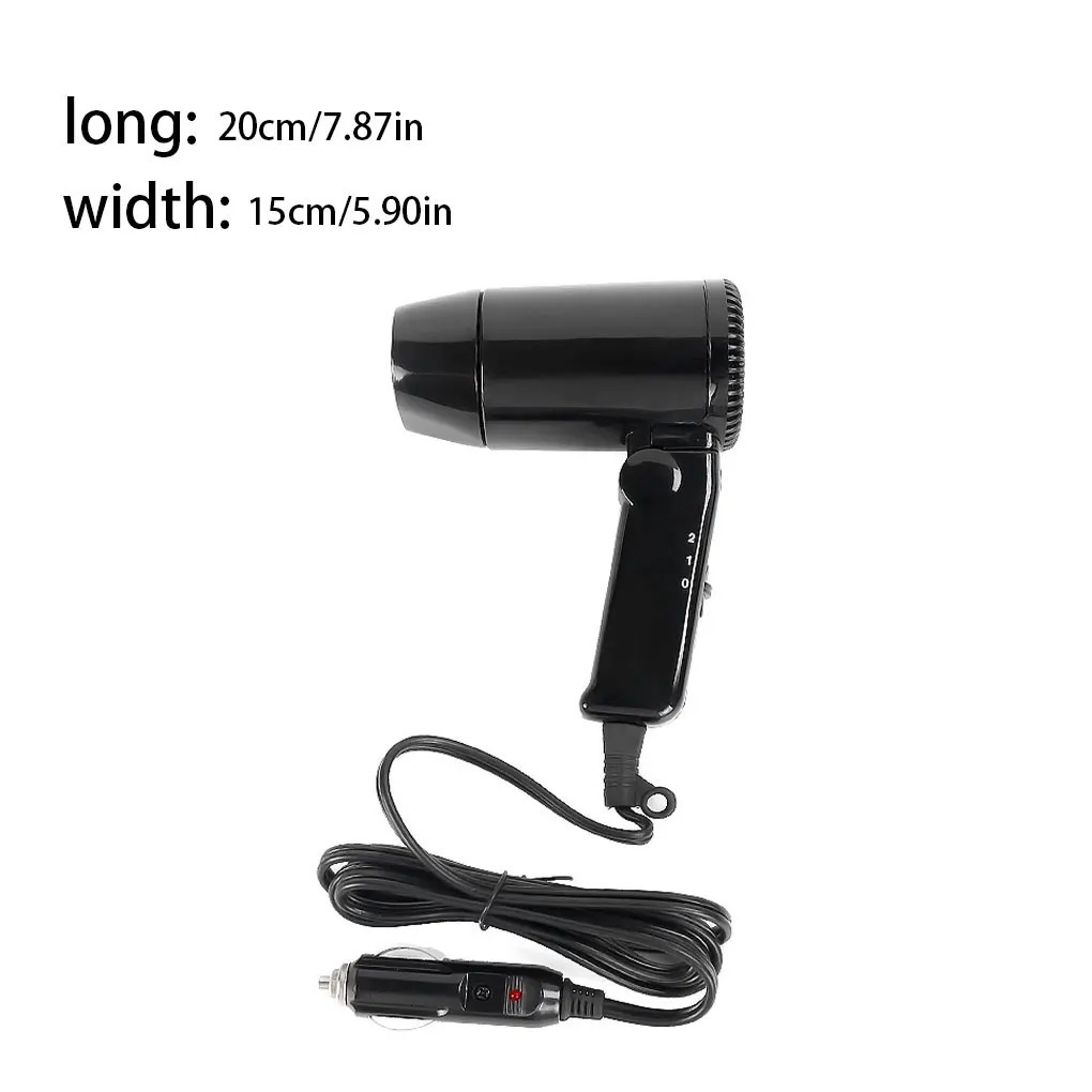 12V Car Hair Dryer Foldable Portable Bathroom Low Noise Remover Adjustable Cold Blower Styling Accessories 241128