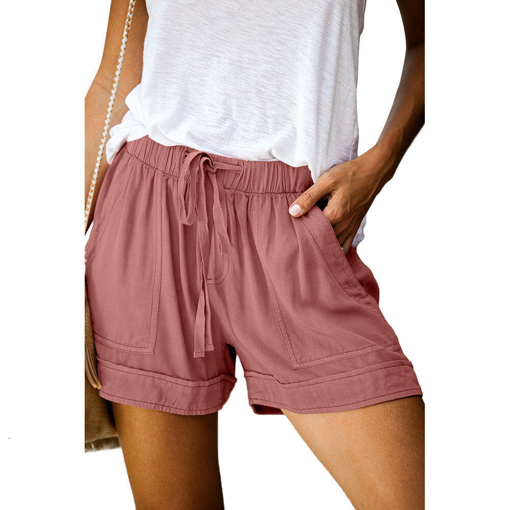 Casual Wide Leg Loose Shorts For Summer, New European American Women's High Waist And Tight Ties, Trendy Clothing With Fashionable Temperament B3