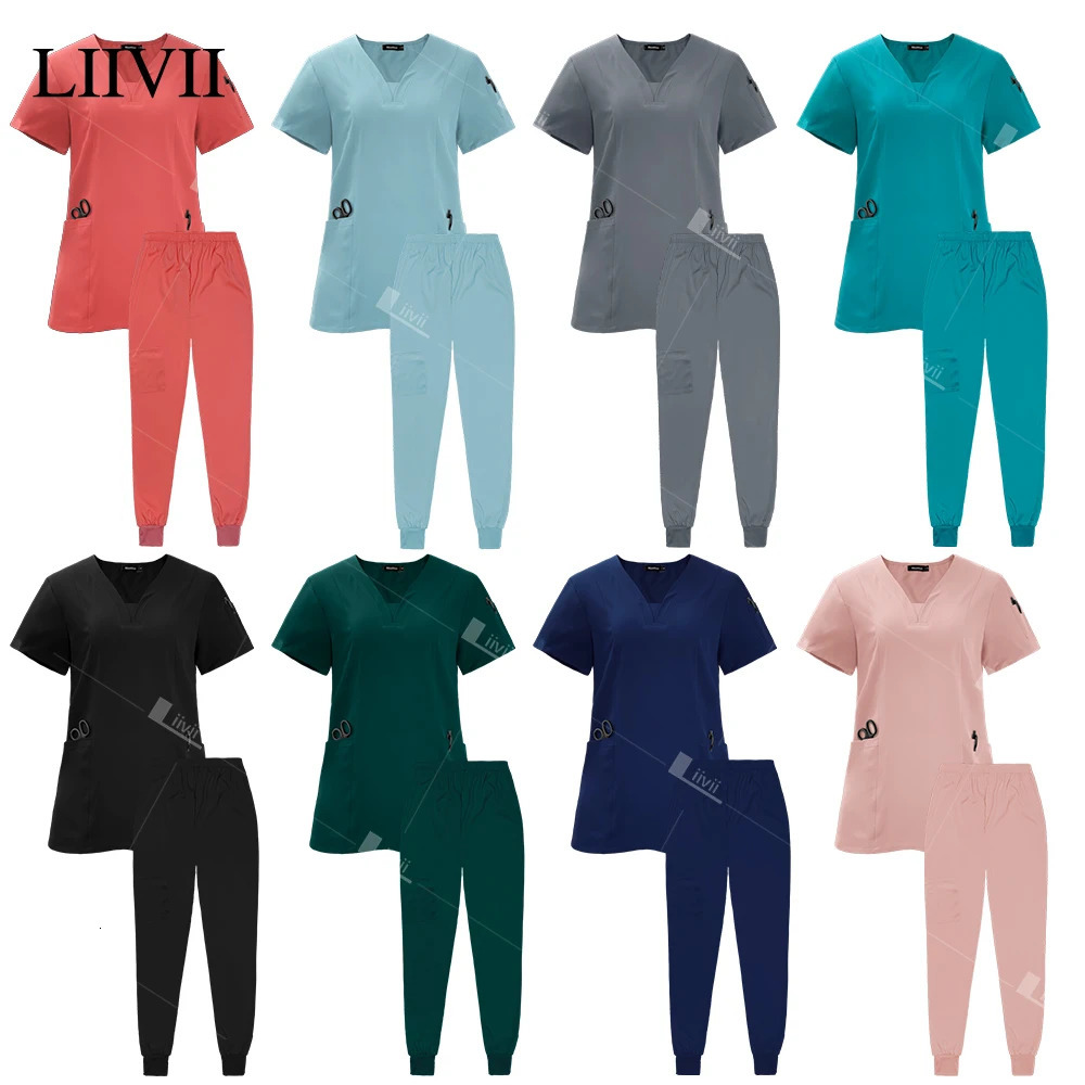 Uniforms Woman Scrub Set Nurse Beauty Salon Workwear Clinical Scrubs Top Pants Spa Doctor Nursing Suit 241120