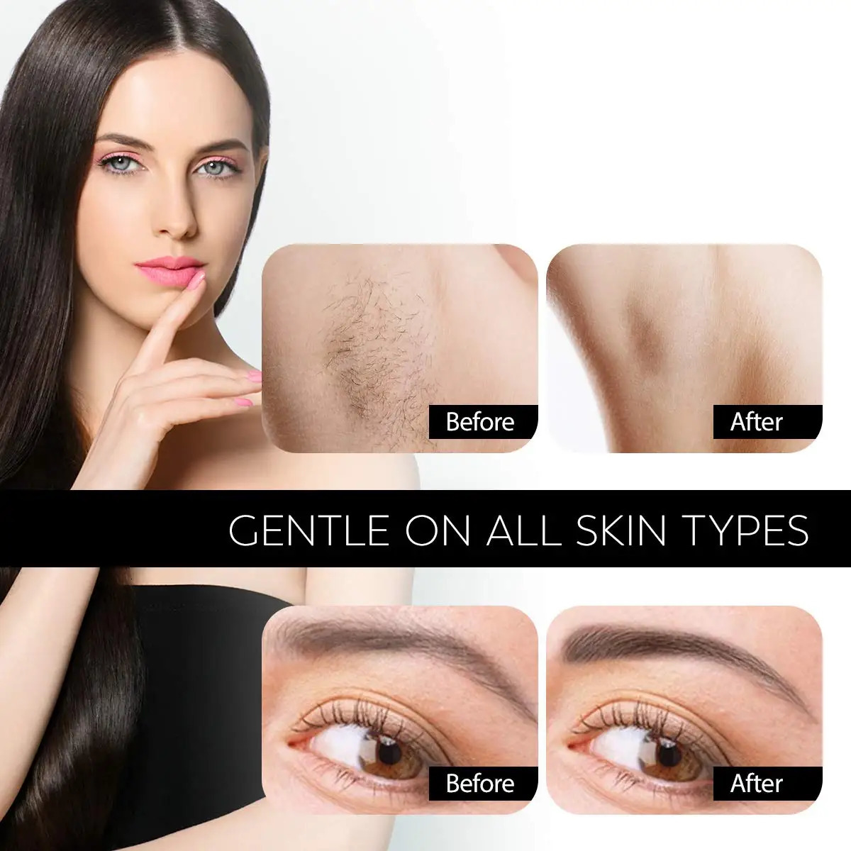 Eyebrow Trimmer 2 in1 USB Rechargeable Facial Hair Remover For Women with Built in LED Light-Remove For Facial Hair 241128