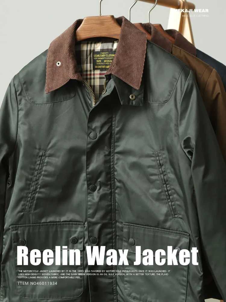 Fashion New retro scroll wax jacket mens simple Mti pocket casual thick cotton pad cargo jacket Y251124