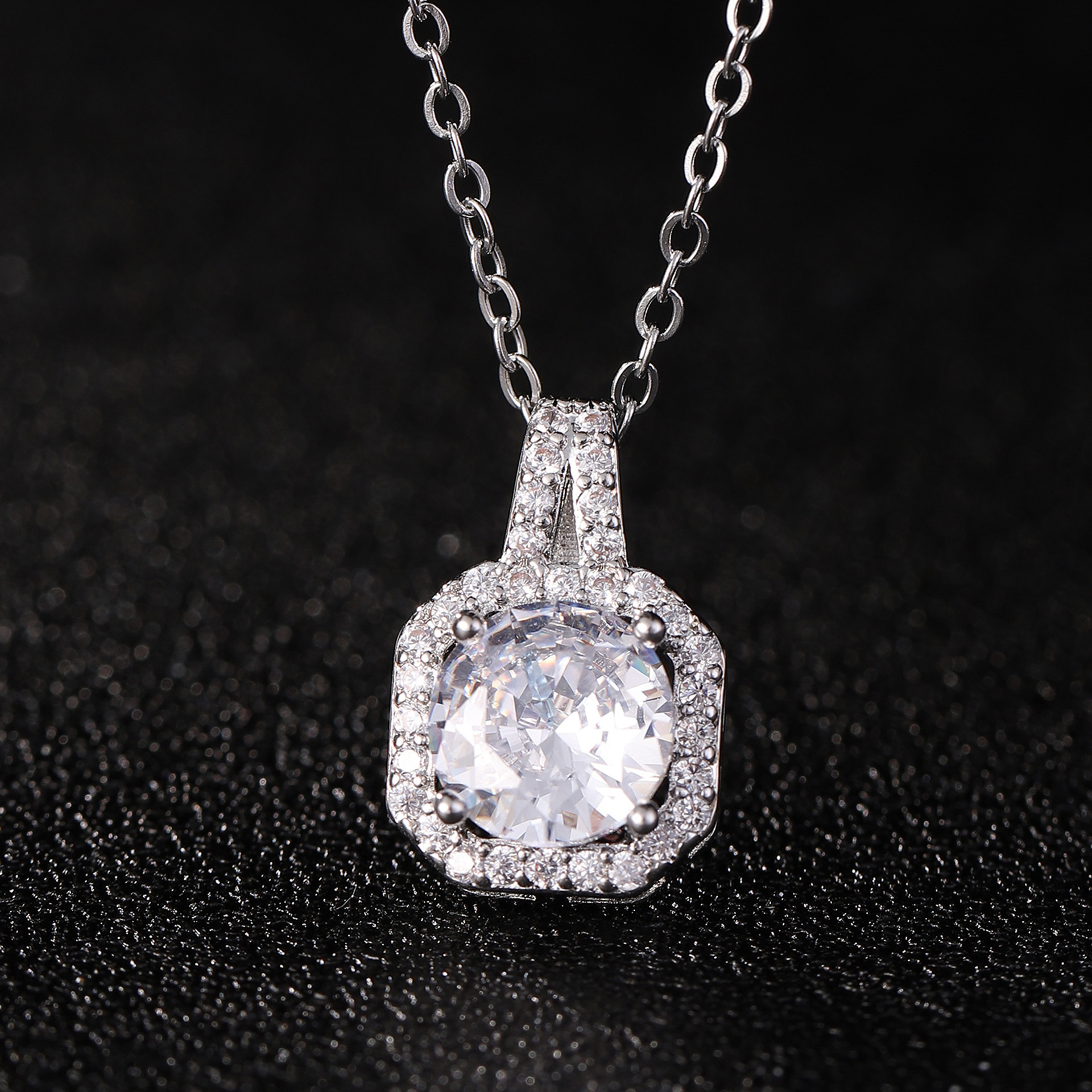 Europe and the United States cross-border hot fashion high-class sense of full of diamond ring earrings necklace jewellery set three-piece set