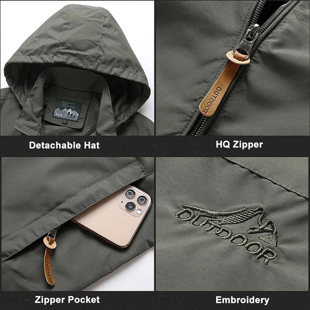 Windproof mens tactical jacket waterproof outdoor hooded sports jacket military European size S-5XL field climbing thin jacket 241127