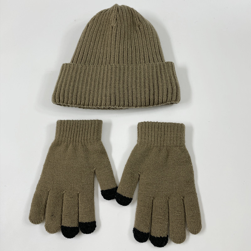 European and American autumn and winter yarn thickened outdoor insulation manufacturer direct sales multiple piece set knitted scarf hat glove three p