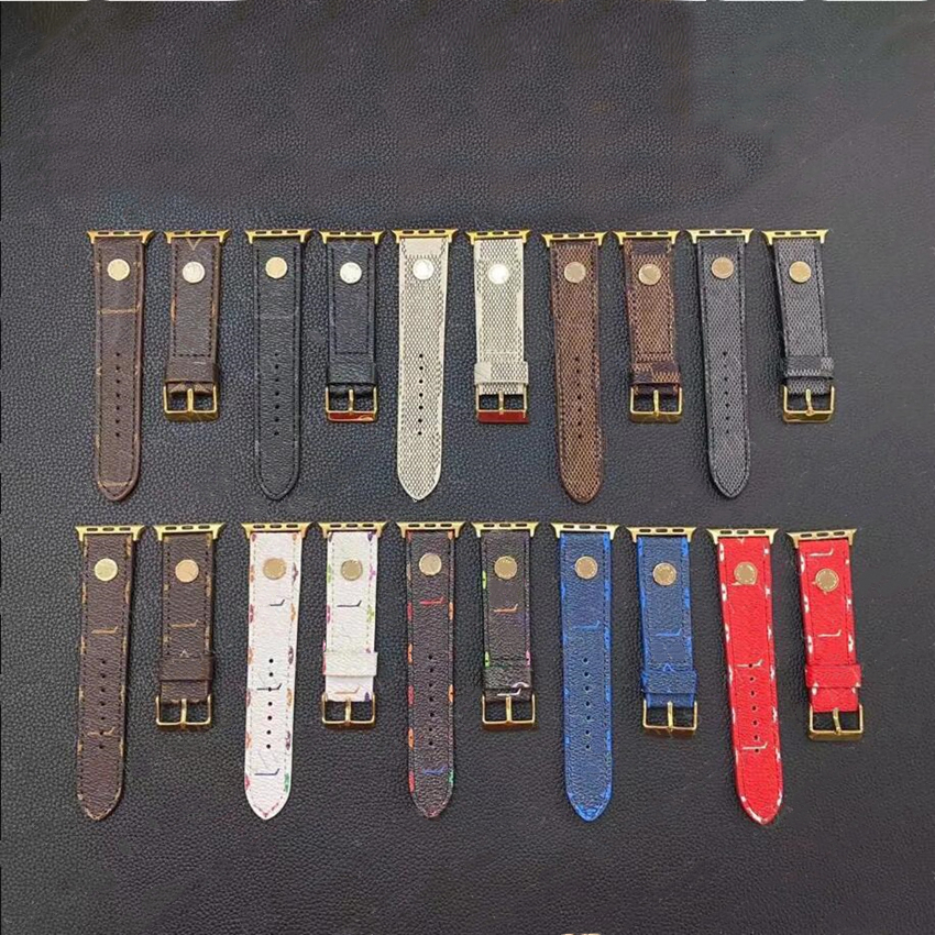 designer Apple Watch Bands 44 49 45 42 40 41 mm 38mm Luxury Leather Watch Straps for iWatch Rivet Gold Hardware 7 6 se 8 9 ultra Band Bracelet Watchband