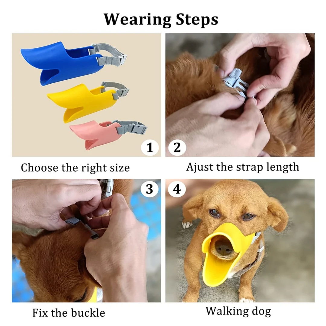 Silicone Duck Muzzle For Anti Bite Stop Barking Small Large Dog Mask Pet Accessories Safe Adjustable Mouthpiece Cover