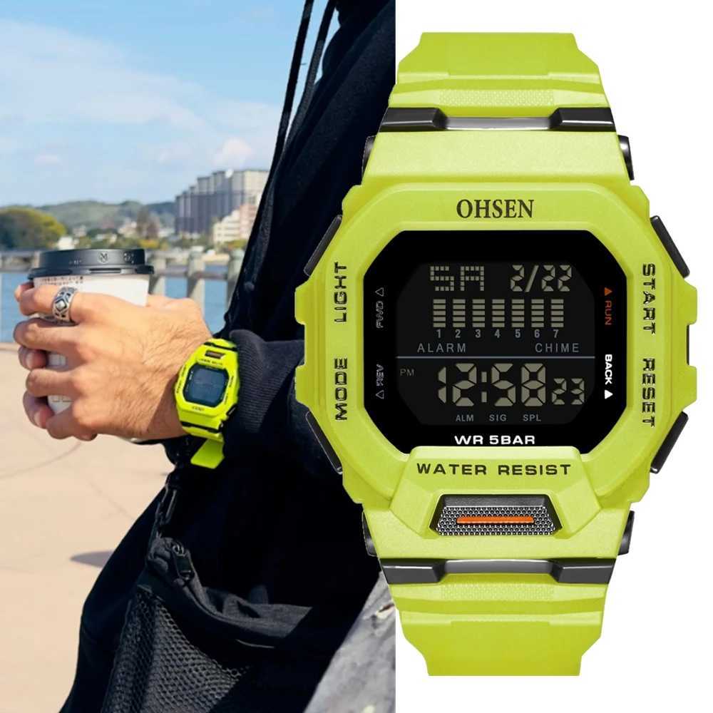 New Arrival Mens Outdoor Sports G Sty Digital Mens 50m Waterproof Green Hbre Ma Tactical Ectronic Watch Gift Z241128