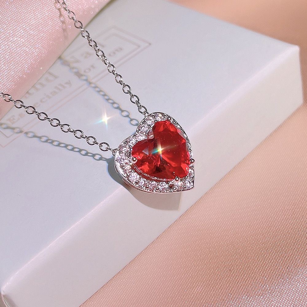 Cross-border explosive love zirconium set necklace earrings ring 3-piece fashion shining open ring high-class sense of women's jewellery
