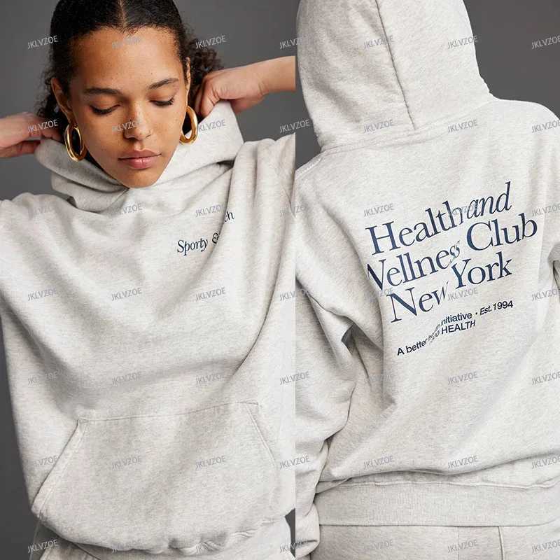 New Autumn and Winter North American Niche Sporty Rich Letter Print Womens Hoodie Cotton Sweatshirt Oversized Hoodie PulloversC241126