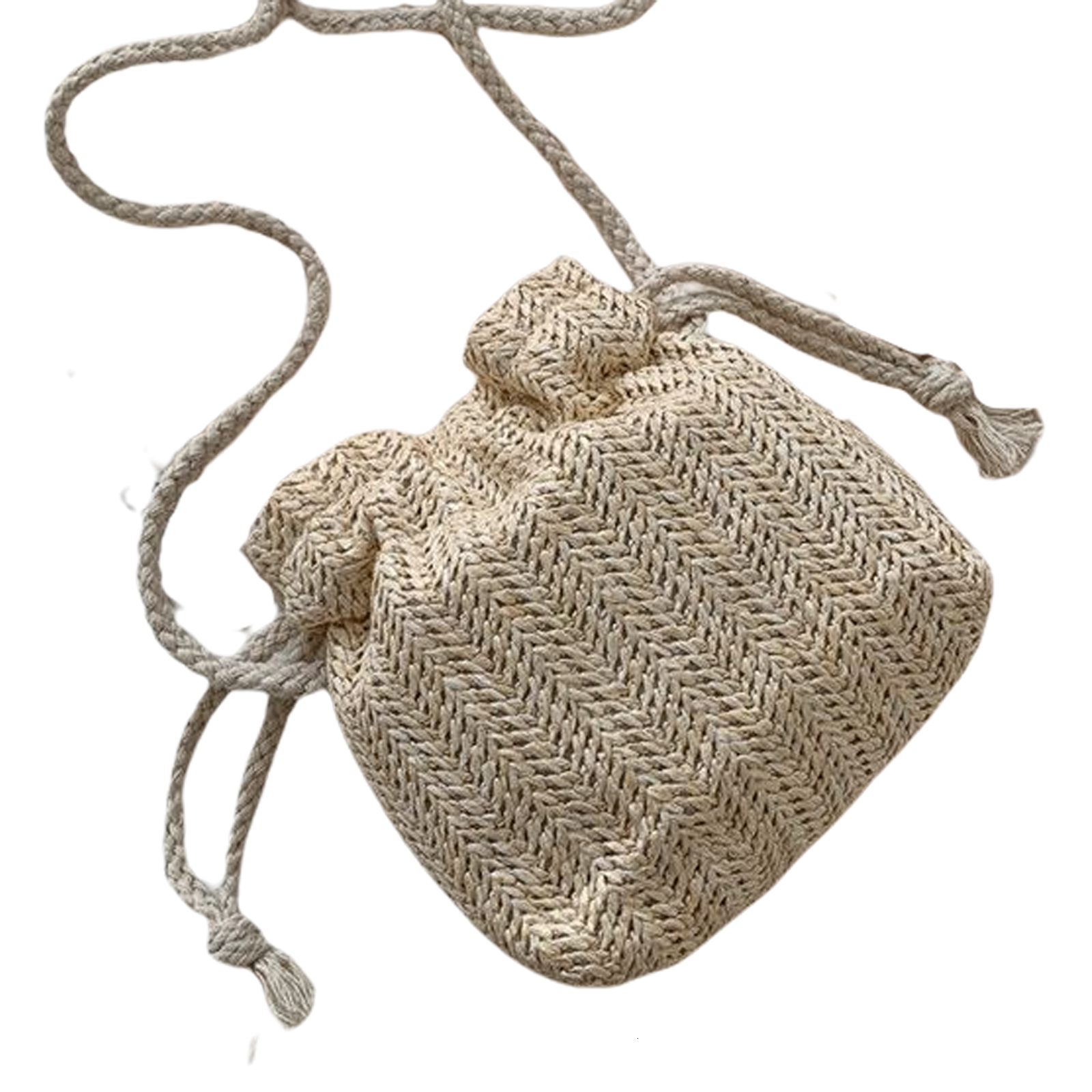 New shoulder bag woven bucket bag summer woven women's beach drawstring designer handbag trendy shoulder bag