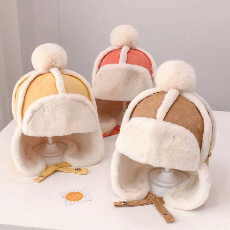 Caps Hats Winter New Warm Plush Velvet Ear Protection Children Baby Caps Soft Windproof Boys Girls Beret Ear Cap for 2-6 Years H241128