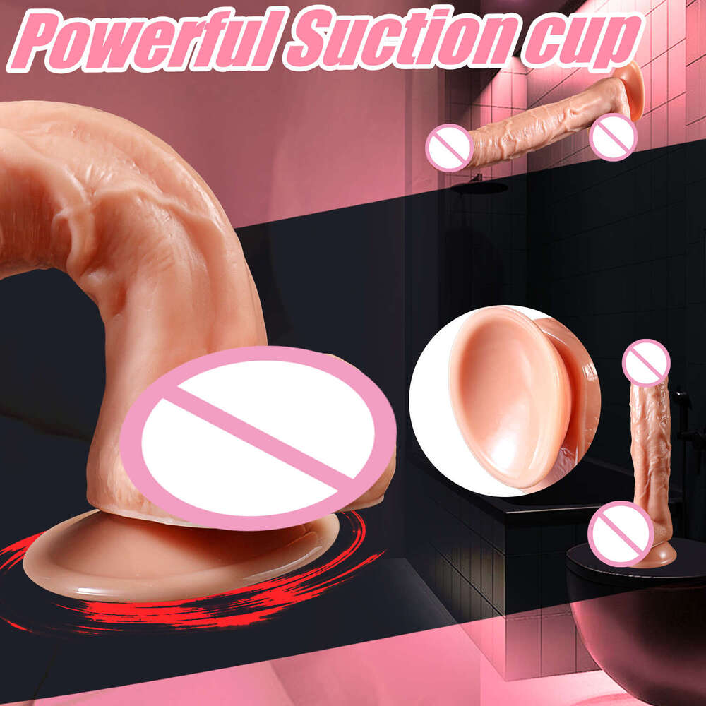Soft Realistic Dildo with Suction Cup, Long Fake Dick for Women & Gay, Butt Plug, Erotic Adult Sex Toy, Easy to Clean