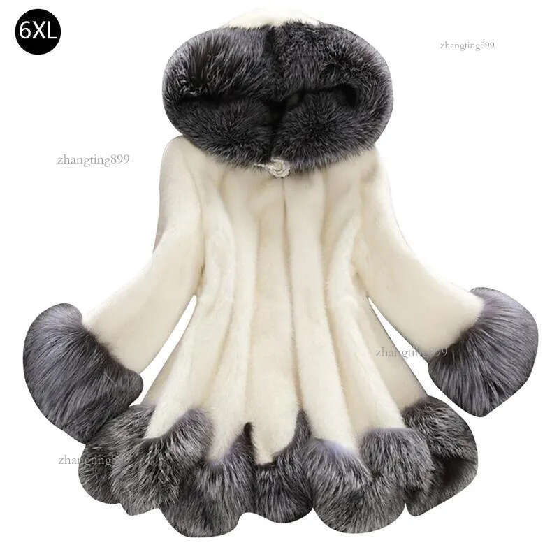 Fur Coat Female Fur Mink Hair Medium Length Hooded Slim Winter Jacket Coat Collar Natural Liner Long Outerwear