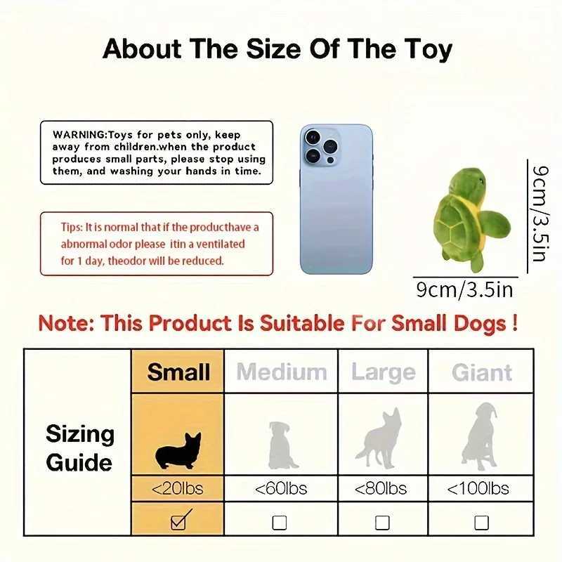 1Pcs Durable Turtle Design Pet Grinding Teeth Plush Toy Cartoon Mini Turtle Plush Interactive Dog ToyXJ241128