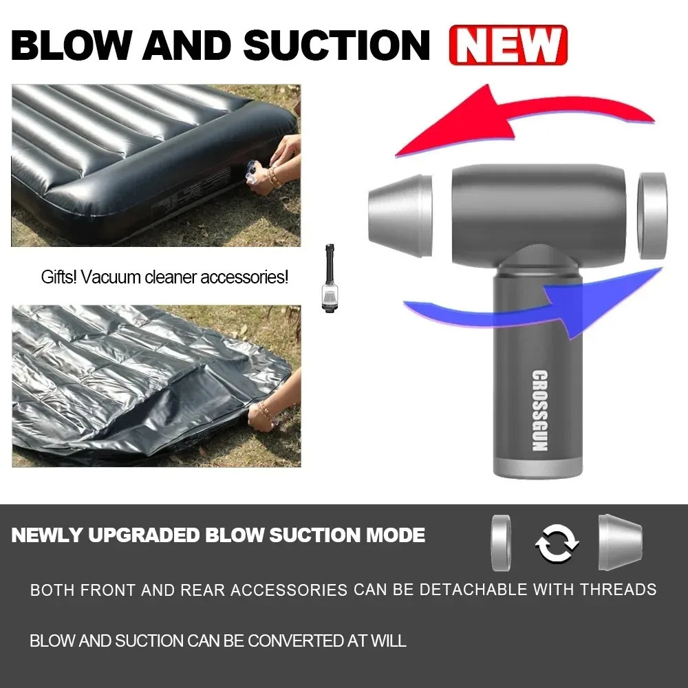 95000RPM Mini Jetfan Electric Compressed Air Duster Cleaner Rechargeable Portable Powerful Turbo Fan Dust Removal Hair Dryer 241128