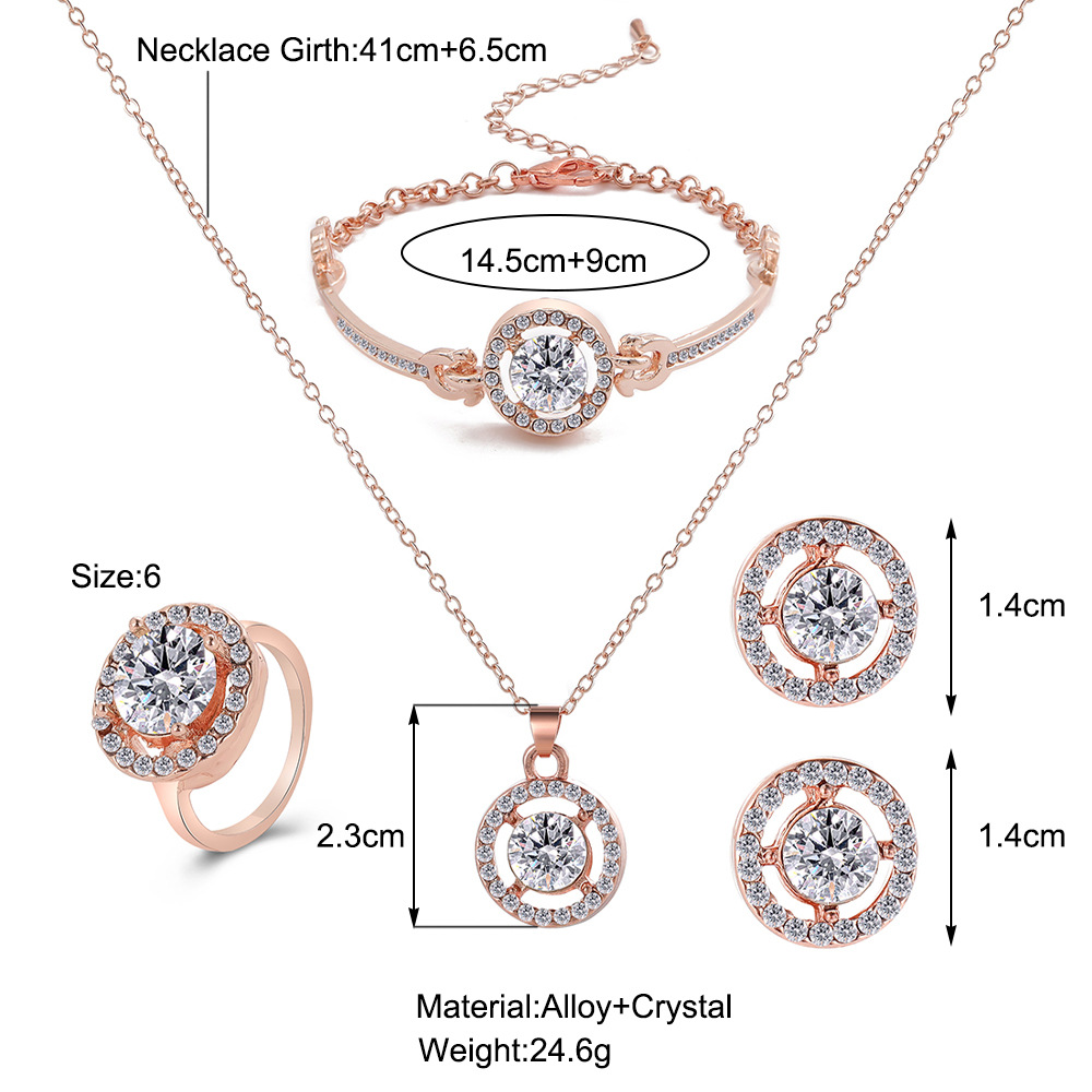 Europe and the United States jewelry four-piece suit jumping crystal fashion light luxury pearl necklace earrings ring bracelet niche design