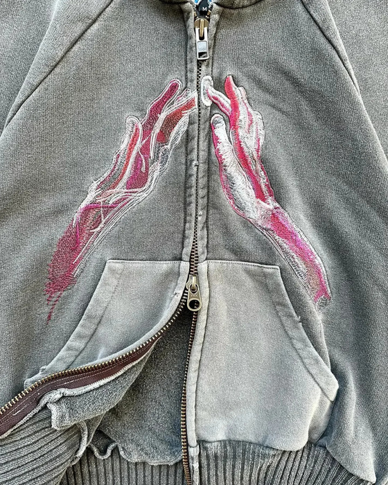 2024 American 90s Fashion Oversized Embroidery Loose Hooded Sweater Women Y2K Harajuku Vintage Gothic Leisure Sports Hoodies 241127